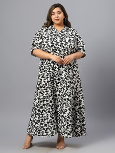 indietoga Women Fit and Flare Black Maxi/Full Length Dress