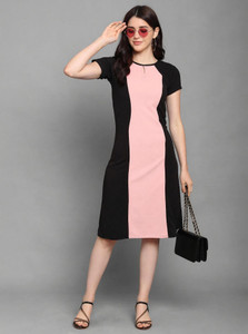 PURVAJA Women A-line Multicolor Below Knee Dress