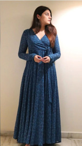 Fashion2wear Women A-line Dark Blue, Light Blue Midi/Calf Length Dress