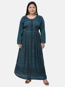 Veldress Women Fit and Flare Green Maxi/Full Length Dress