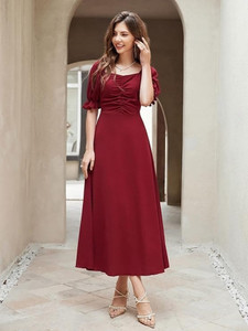 OnTech Women Fit and Flare Maroon Maxi/Full Length Dress