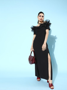 ATHENA Women Bodycon Black Maxi/Full Length Dress