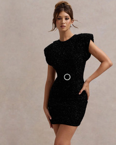 ADDYVERO Women Bodycon Black Above Knee/Mid Thigh Length Dress