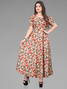 Qena Women Maxi Multicolor Full Length Dress