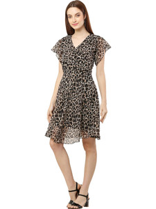 SALONI STYLE Women A-line Brown Above Knee/Mid Thigh Length Dress