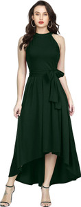 Triostitchers Women Fit and Flare Green Ankle Length Dress