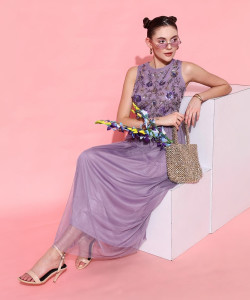 STREET9 Women A-line Purple Ankle Length Dress