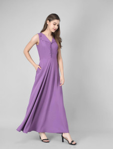 Rudraaksha Women A-line Purple Maxi/Full Length Dress