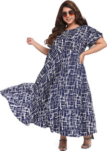 Oomph! Plus Women Maxi Blue Full Length Dress