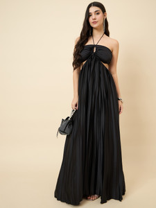 AAYU Women Maxi Black Full Length Dress