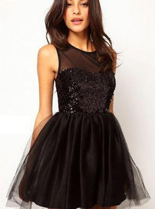 Rebikatrendz Women Balloon/Bubble Black Above Knee/Mid Thigh Length Dress