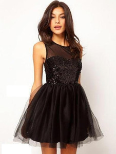 Rebikatrendz Women Balloon/Bubble Black Above Knee/Mid Thigh Length Dress