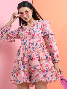 Tokyo Talkies Women Layered Multicolor Above Knee/Mid Thigh Length Dress