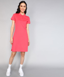 METRONAUT Women T Shirt Pink Above Knee/Mid Thigh Length Dress