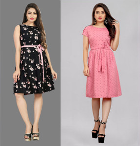 Hiral Creation Women A-line Pink Knee Length Dress