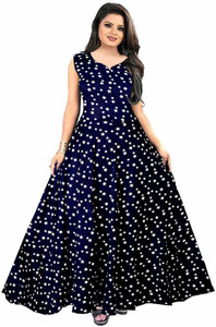 Kuber taxtile Women Gown Blue Maxi/Full Length Dress
