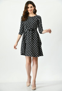 24Hour Fashion Women A-line Black Above Knee/Mid Thigh Length Dress