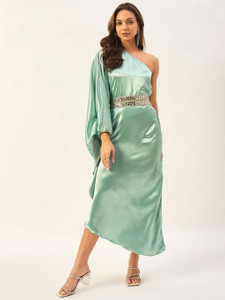 DRAPE AND DAZZLE Women Kaftan Light Green Midi/Calf Length Dress