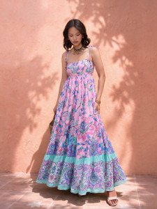 Pink Paprika By SASSAFRAS Women Fit and Flare Pink Maxi/Full Length Dress
