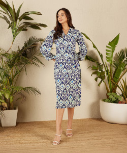 RARE Women Wrap Multicolor Midi/Calf Length Dress