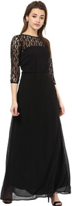 La Zoire Women Maxi Black Full Length Dress