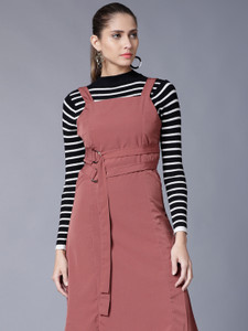 Tokyo Talkies Women Fit and Flare Red Midi/Calf Length Dress