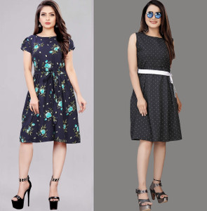 Hiral Creation Women A-line Multicolor Knee Length Dress