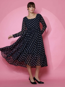 Sheetal Associates Women Fit and Flare Black Midi/Calf Length Dress