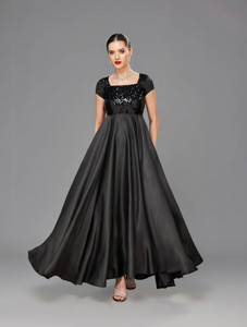 Miss Chase Women Fit and Flare Black Maxi/Full Length Dress