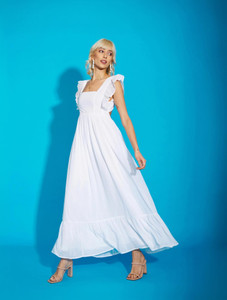 SASSAFRAS Women Maxi White Full Length Dress