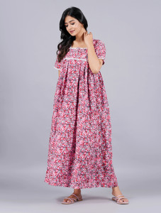 Advik Women Maxi Pink Full Length Dress