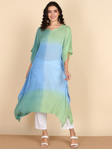 METRONAUT Women Kaftan Blue, Green Midi/Calf Length Dress