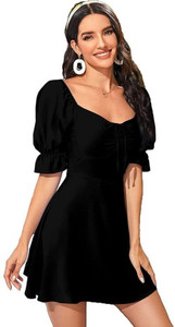 Newba Women A-line Black Mini/Short Dress
