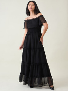 AAYU Women Maxi Black Full Length Dress