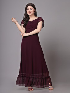 Herway Women Maxi Purple Full Length Dress