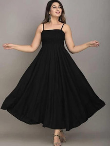 AARTI FASHION Women Maxi Black Midi/Calf Length Dress