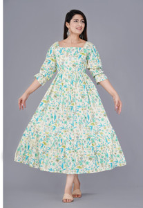 MintMarie Women Fit and Flare Multicolor Below Knee Dress