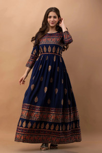 METRONAUT Women A-line Multicolor Maxi/Full Length Dress