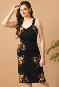 SFOTY Women Bodycon Multicolor Knee Length Dress
