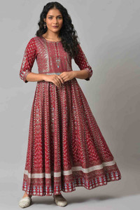 W Women Gown Red Ankle Length Dress