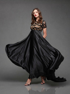 Miss Chase Women Fit and Flare Black Maxi/Full Length Dress