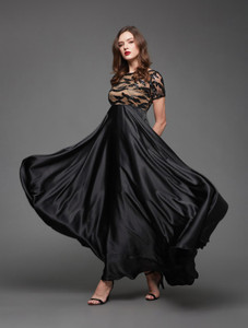 Miss Chase Women Fit and Flare Black Maxi/Full Length Dress
