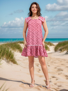 PURVAJA Women Fit and Flare Pink Above Knee/Mid Thigh Length Dress