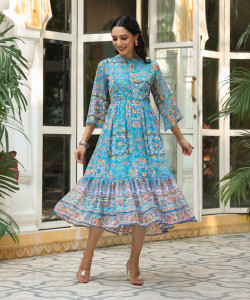 Juniper Women Tiered Multicolor Ankle Length Dress