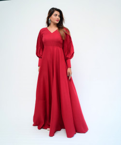 diyaz Women Gown Red Maxi/Full Length Dress