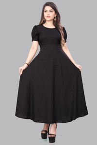 LEZLY Women Maxi Black Full Length Dress