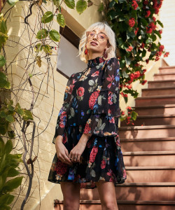 SASSAFRAS Women Balloon/Bubble Multicolor Above Knee/Mid Thigh Length Dress