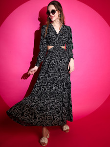 Sheetal Associates Women Fit and Flare Black Maxi/Full Length Dress