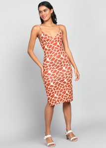HERSHEINBOX Women Bodycon Orange Below Knee Dress
