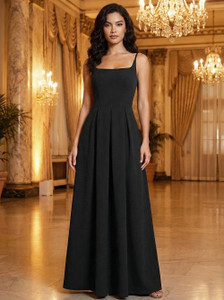 SZN Women Fit and Flare Black Maxi/Full Length Dress